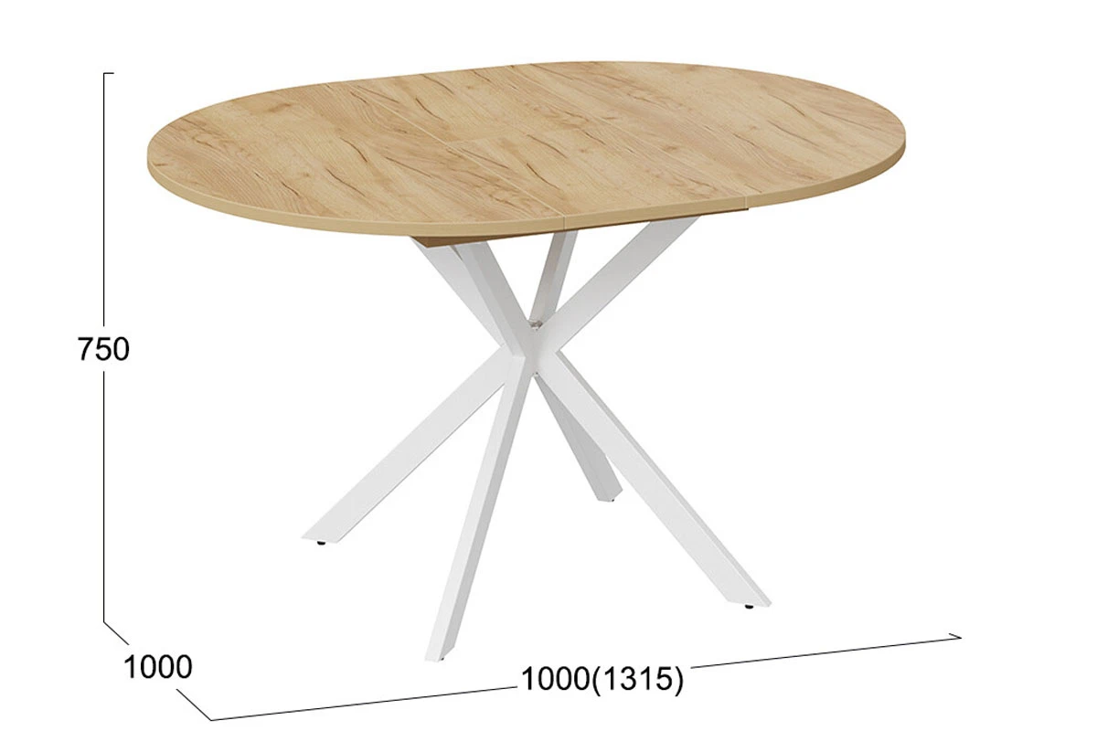 Стол обеденный Мэдисон раздвижной Тип 1 (Белый муар/Дуб Крафт золотой) - купить в Озерце