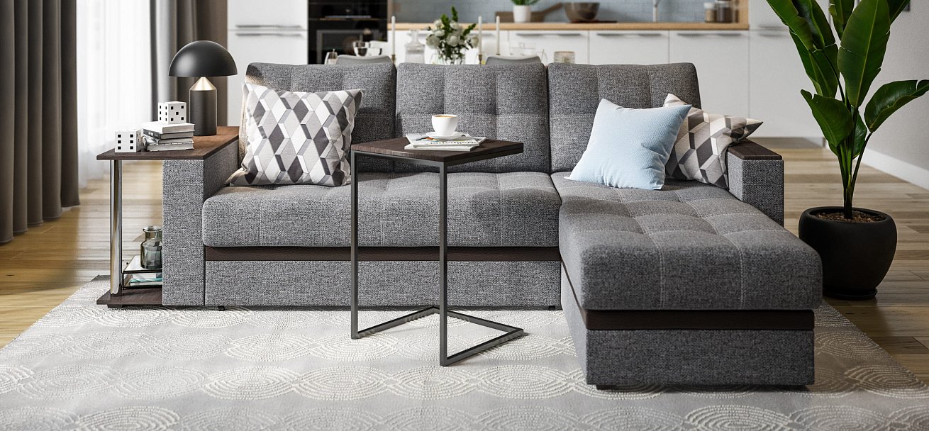 Атланта НПБ угловой диван Рогожка Мальмо серый — купить в Озерце