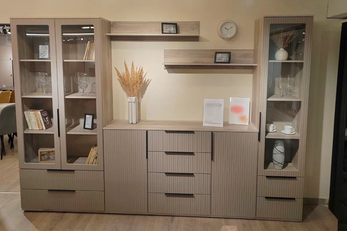 Комод комбинированный Астория 21 (Дуб кастелло серый / Грей софт) — Мебель-центр Озерцо