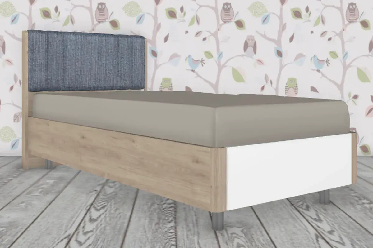 Кровать КР-5015-ГС-БГ 90х190 (Гикори Джексон Светлый/Белый Бриллиант Глянцевый) - купить в Озерце