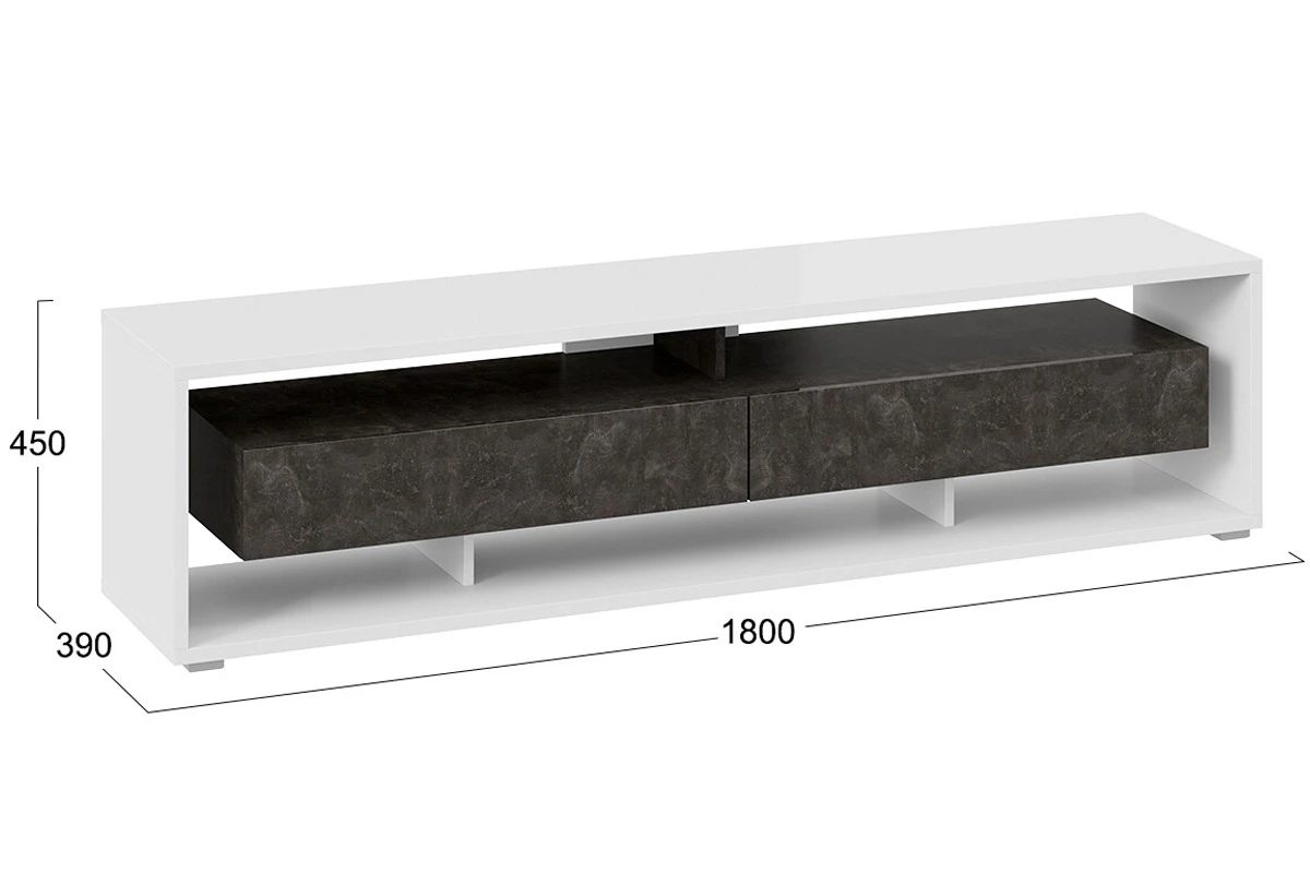 Тумба TV-2 Монтана (Белый/Ателье темный глянец) — Мебель-центр Озерцо