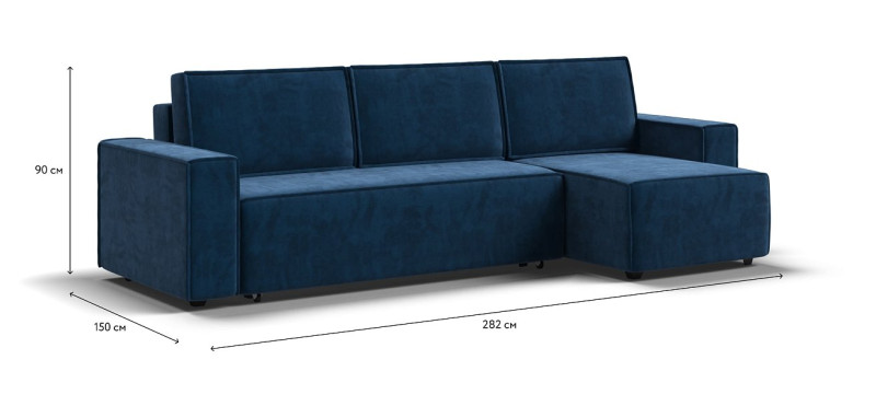 Норд угловой диван Велюр Монолит синий — купить в Озерце