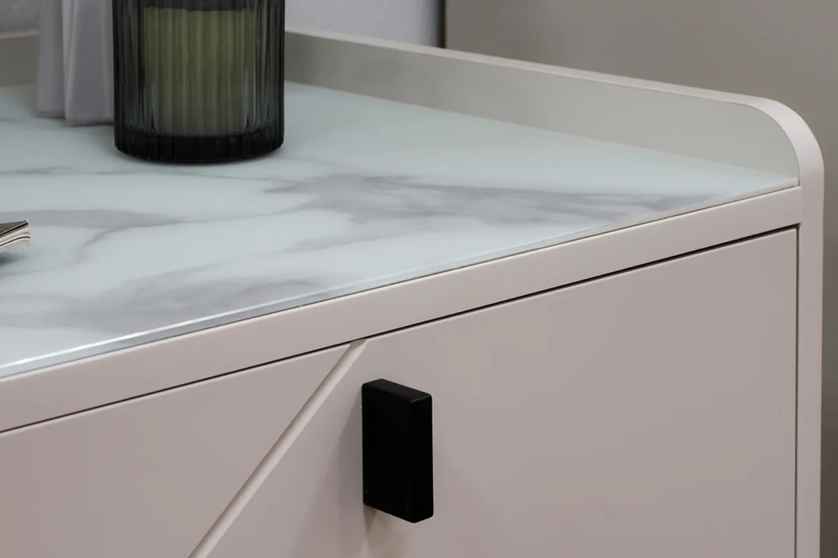 Комод Кашемир 4 ящ. (Кашемир/Сантьяго/Стекло матовое с фотопечатью) — Мебель-центр Озерцо