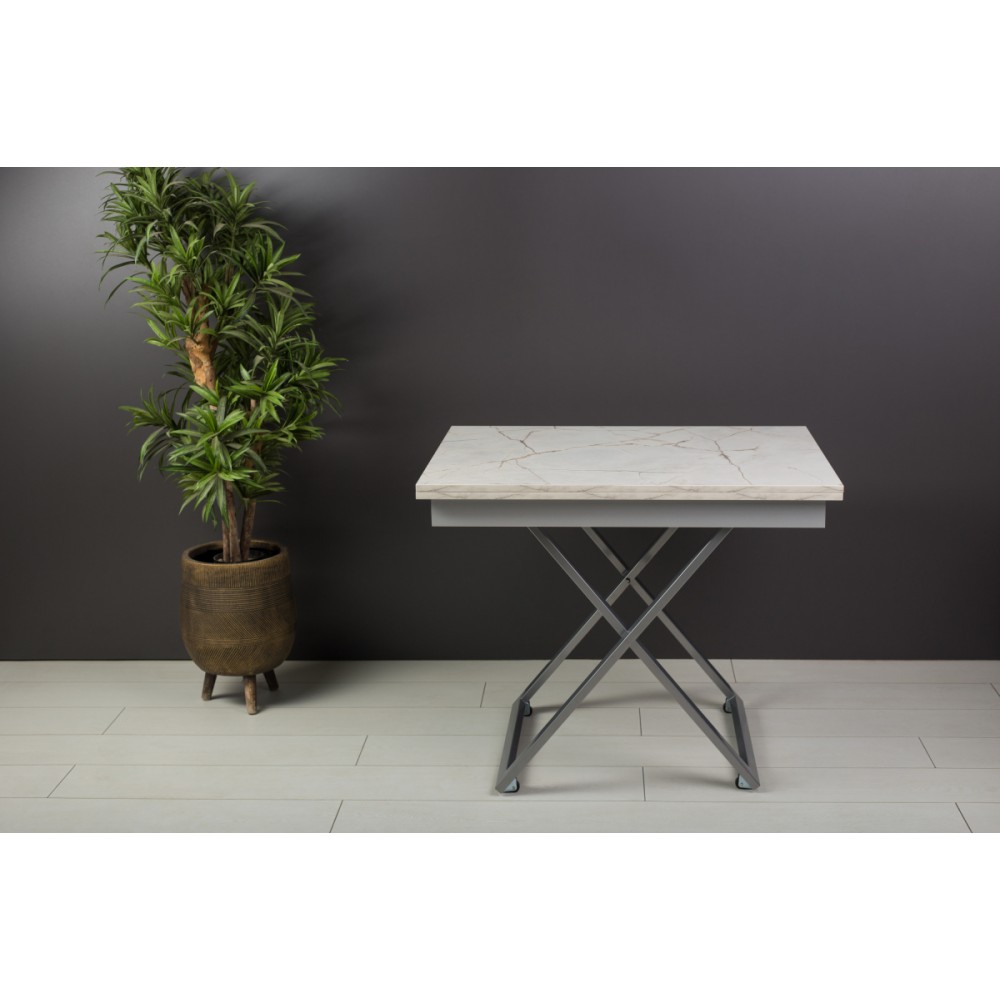 Стол-трансформер APOLLO мрамор белый/серебро - купить в Озерце