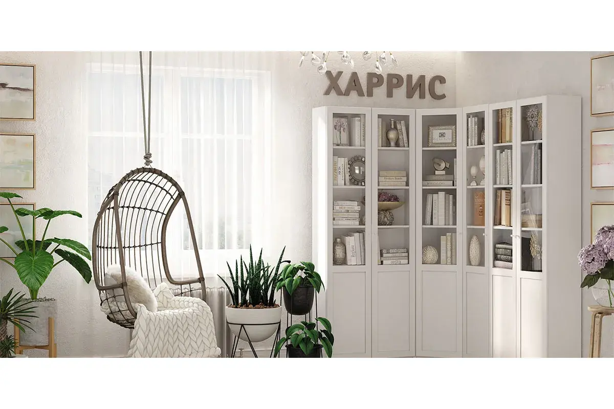 Шкаф для книг Харрис 31 (Белый) в мебель-центре Озерцо