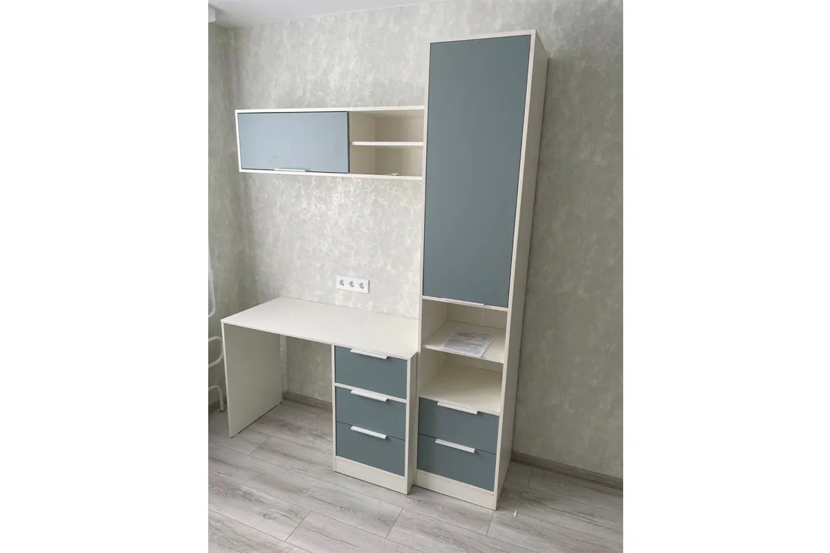 Стол письменный Марли Тип 1 (Белый/Серо-голубой) — Мебель-центр Озерцо