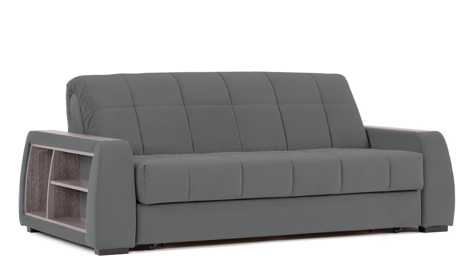 Диван - кровать Domo Pro с полками цвета ясень, стежка квадрат, ткань Sky Velvet 16 140x216 — в мебель-центре Озерцо