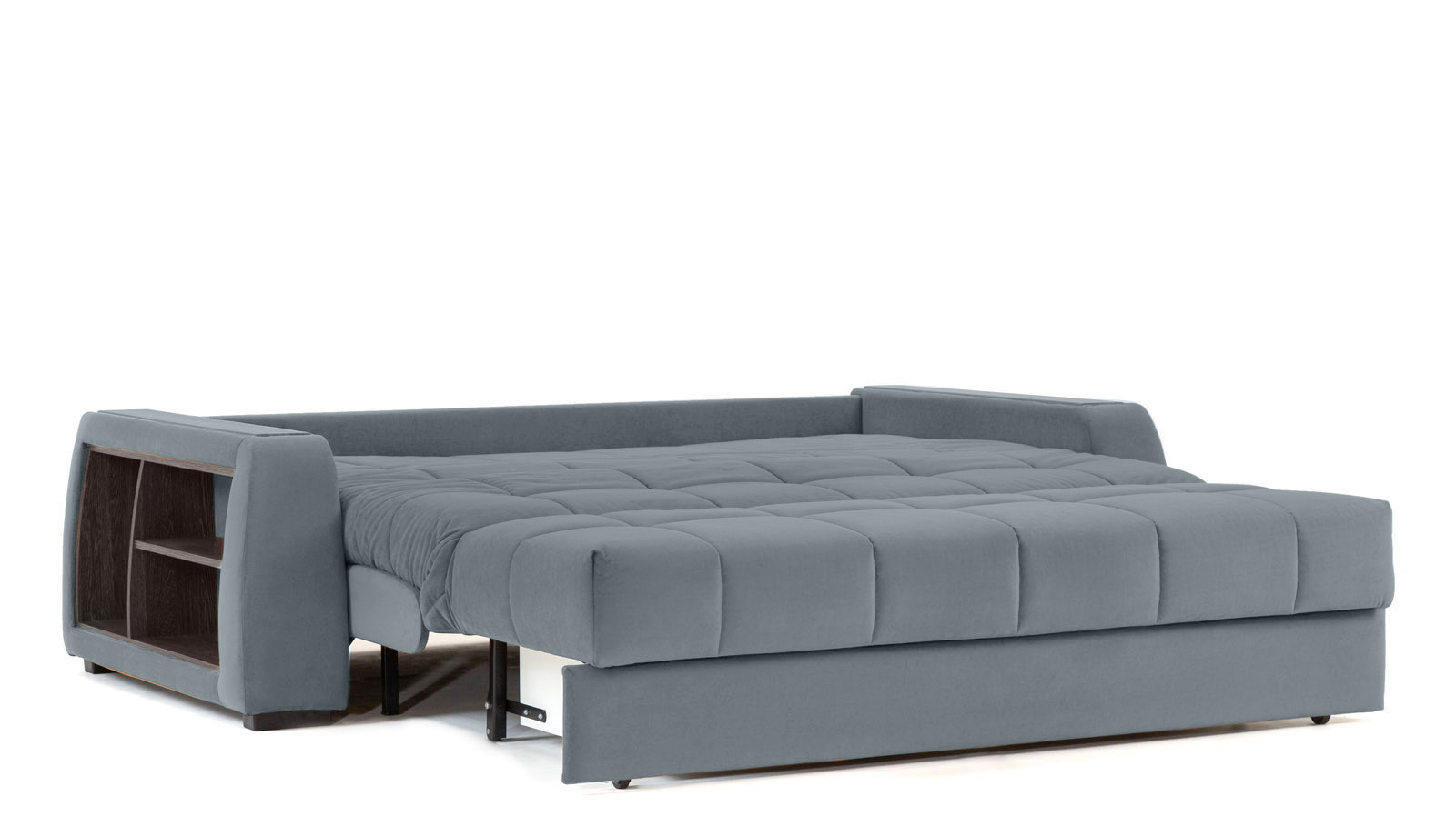 Диван - кровать Domo Pro с полками цвета венге, стежка квадрат, ткань Sky Velvet 18 180x216 — в мебель-центре Озерцо