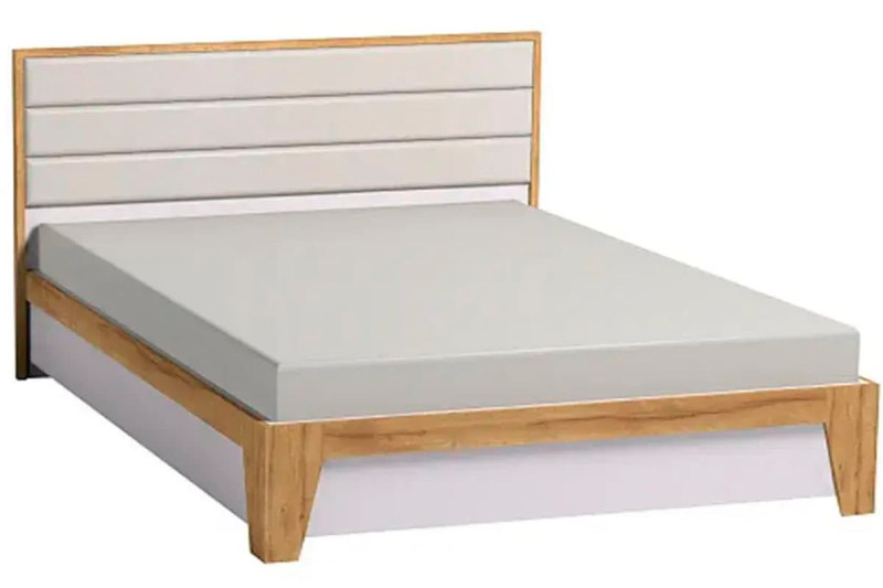 Кровать Айрис 308 Люкс без орт.основания 140х200 (Белый / Дуб золотистый) - купить в Озерце