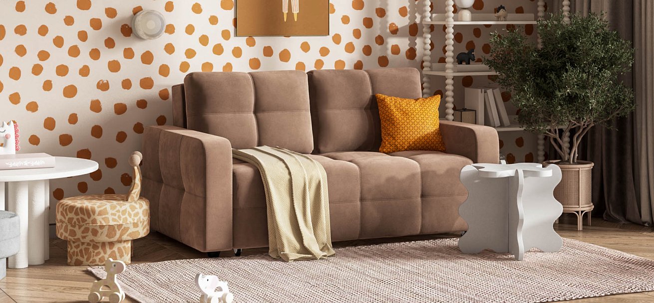 Денди двухместный диван Велюр Монолит мокко — купить в Озерце