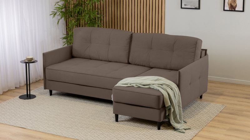 Диван Amani Pro угловой с узкими подлокотниками, ножки: пластик, Тк. Sky Velvet 02 156x217 — купить в Озерце