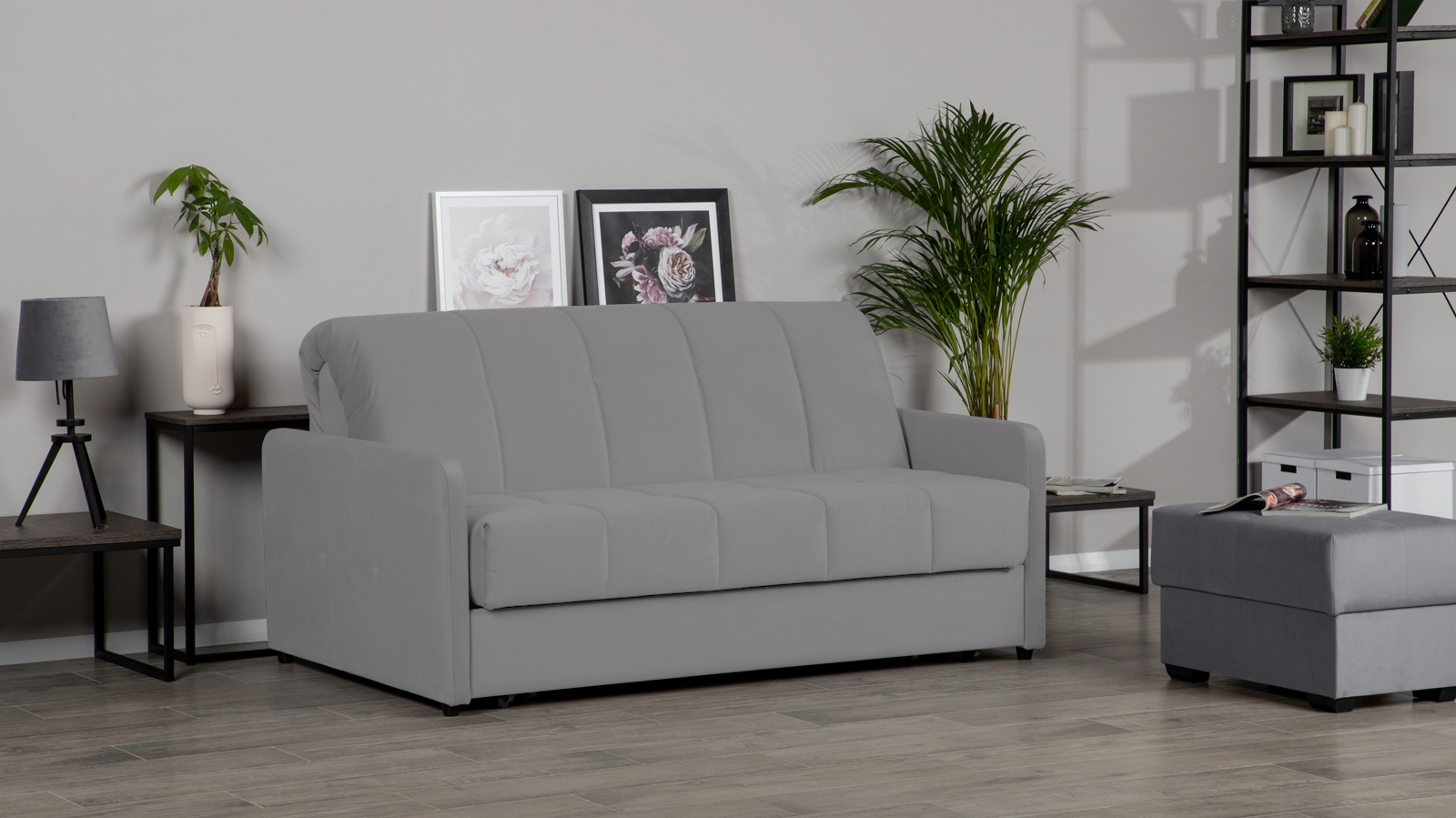 Диван - кровать Domo Pro с мягкими подлокотниками, стежка квадрат, ткань Sky Velvet 08 180x216 — в мебель-центре Озерцо