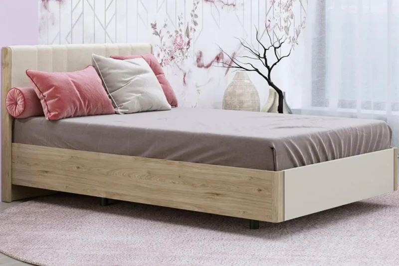 Кровать КР-5012-ГС-КМ-В 140х200 (Гикори Джексон Светлый / Кашемир Матовый / Велюр) - купить в Озерце