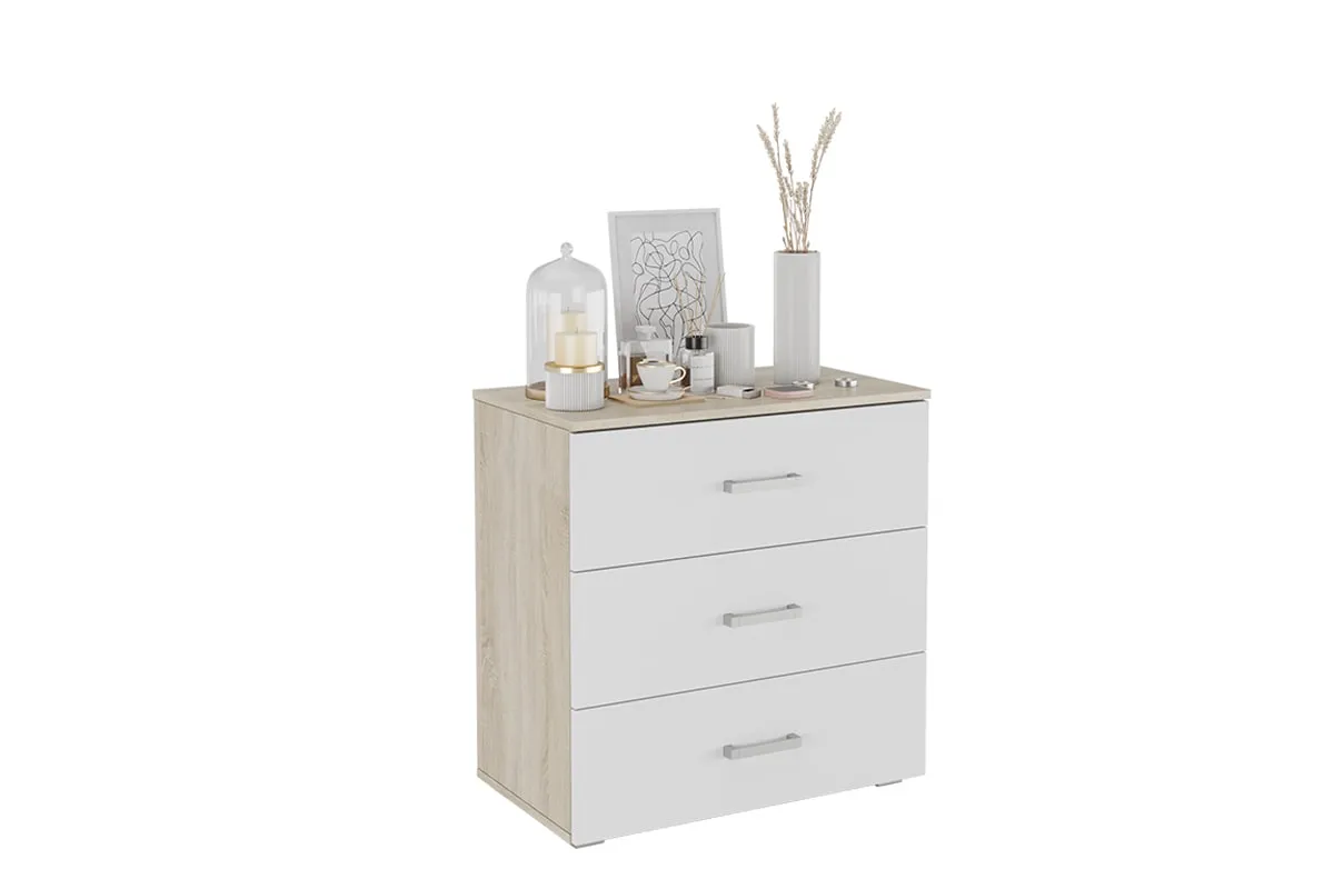 Комод Diamond Тип 1 (Дуб Сонома/Белый) — Мебель-центр Озерцо