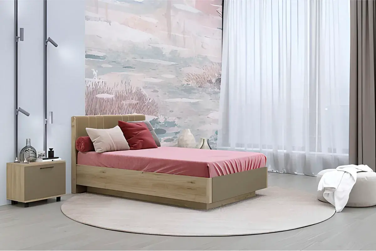 Кровать КР-4012-ГС-ЛМ (Гикори Джексон Светлый/Латте Матовый) - купить в Озерце