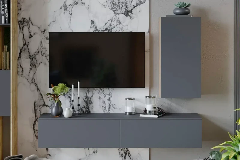 Гостиная Порто №5 (Яблоня Беллуно/Графит софт) — Мебель-центр Озерцо