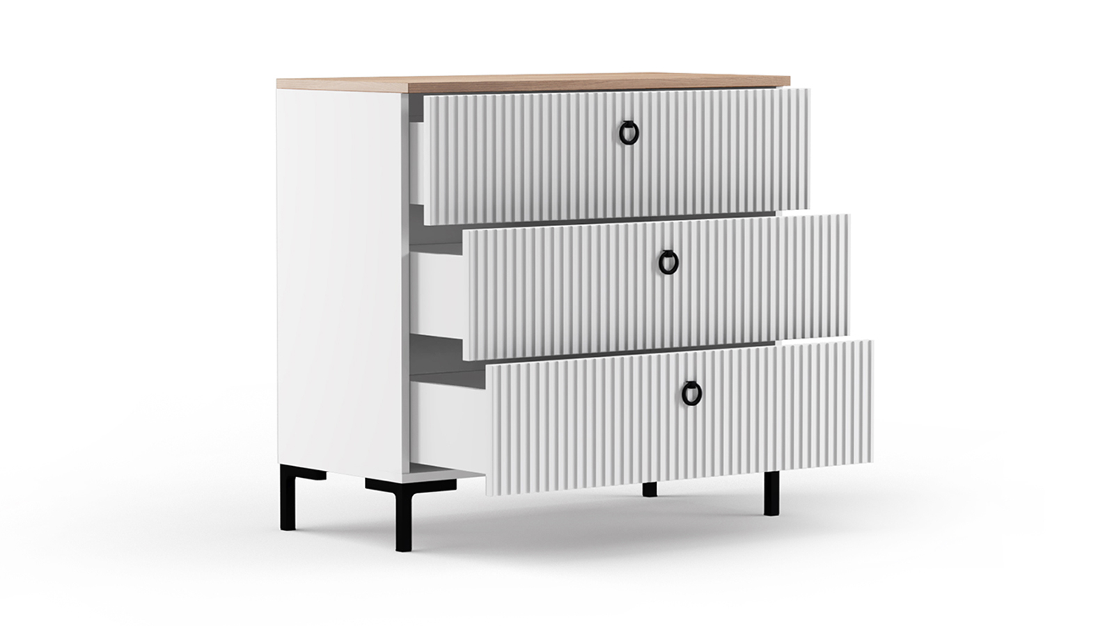 Комод 3 ящика Zima, цвет Гикори кингстон + Белый 41x85.5 — купить в Озерце