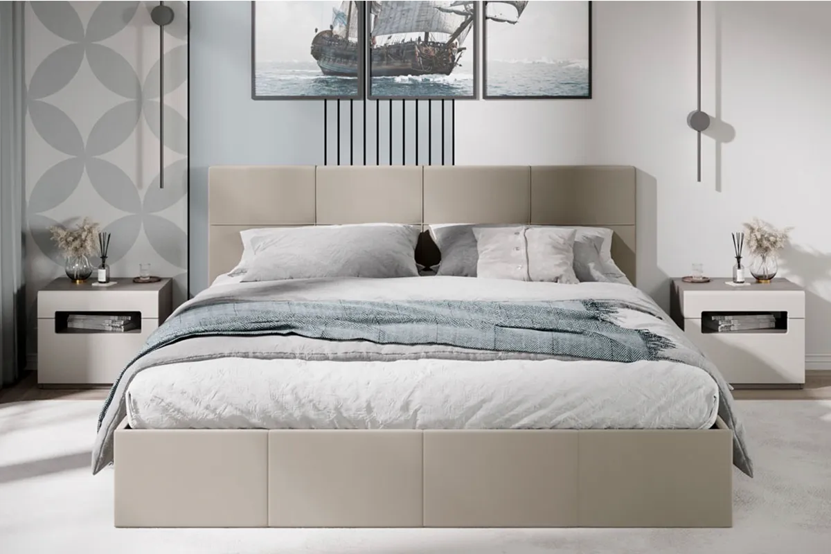 Кровать Лора с ПМ и заглушиной 180х200 (Велюр / Confetti Cream) - купить в Озерце