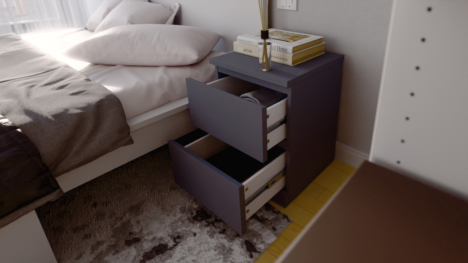 Тумба прикроватная Tokko, цвет: Серый 40x41 — купить в Озерце