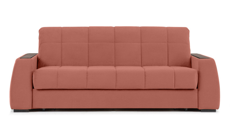 Диван - кровать Domo Pro с полками цвета венге, стежка квадрат, ткань Casanova Marsala 160x216 — в мебель-центре Озерцо