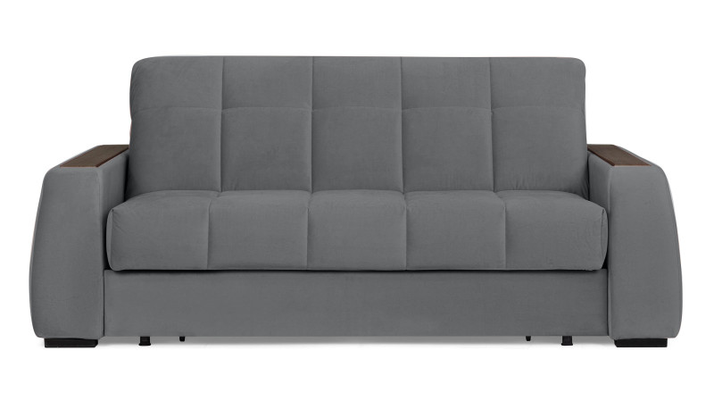 Диван - кровать Domo Pro с накладкой цвета венге, стежка квадрат, ткань Sky Velvet 16 180x216 — в мебель-центре Озерцо