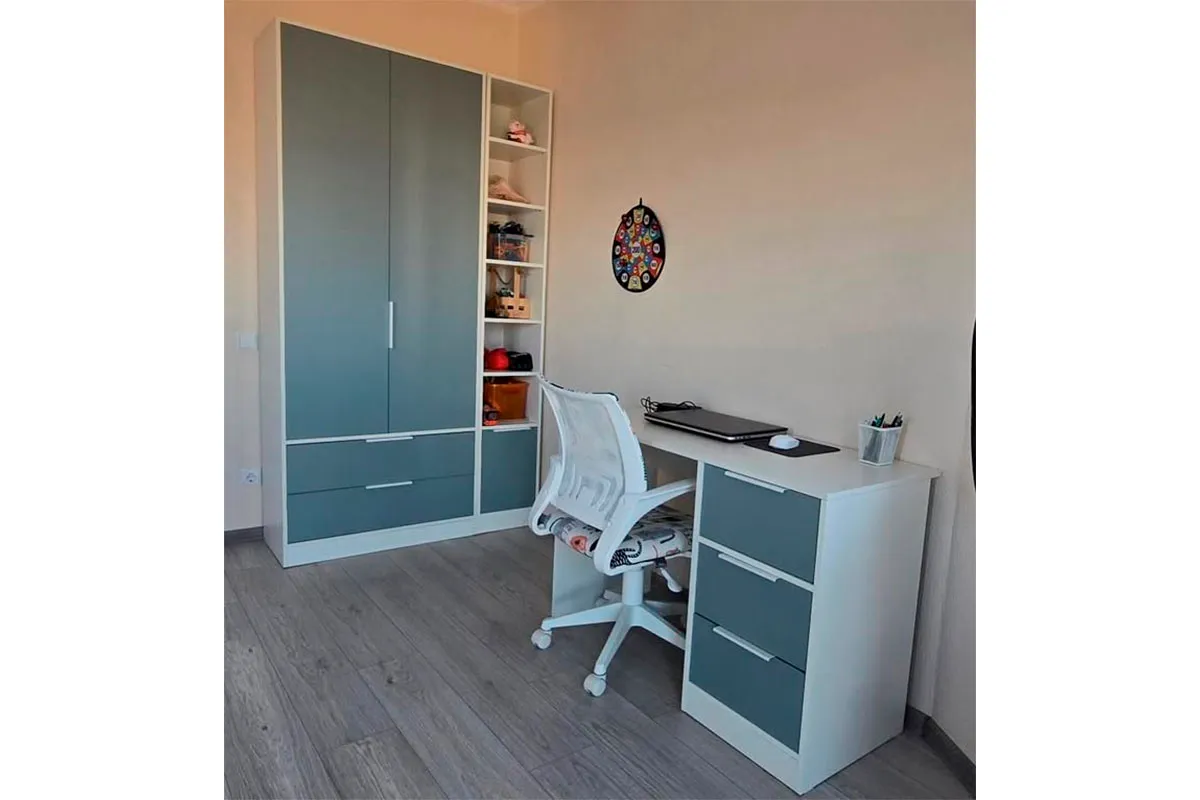 Шкаф для одежды Марли (Белый/Серо-голубой) в мебель-центре Озерцо