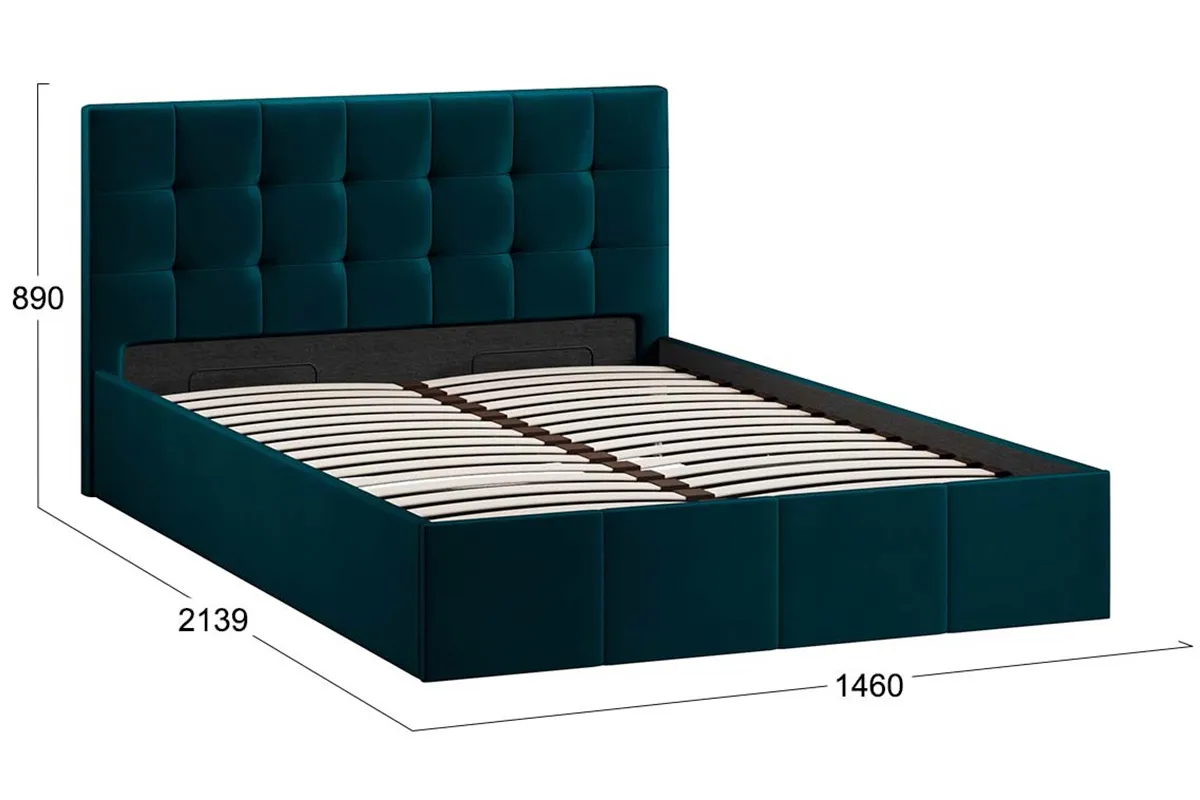 Кровать Эмма с ПМ и заглушиной 140х200 (Велюр/Confetti Izumrud) - купить в Озерце