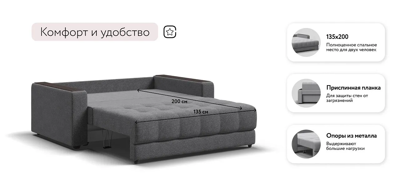 Босс Маркет двухместный диван Рогожка Мальмо серый — купить в Озерце