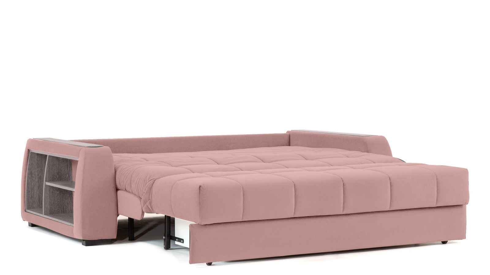 Диван - кровать Domo Pro с полками цвета ясень, стежка квадрат, ткань Sky Velvet 01 140x216 — в мебель-центре Озерцо