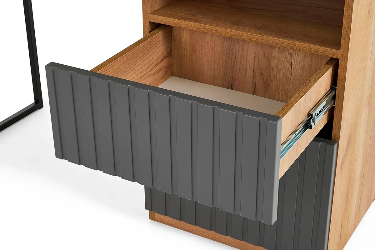 Стол письменный Хилтон Тип 1 (Дуб Крафт золотой/Графит матовый) — Мебель-центр Озерцо