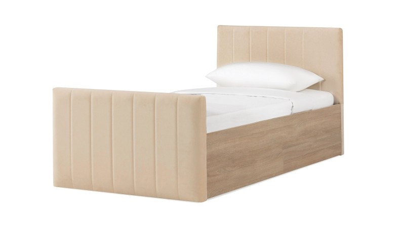 Кровать подростковая Olly, цвет: Дуб Бардолино натуральный, Тк. Casanova Milk 80x160 — Мебель-центр Озерцо