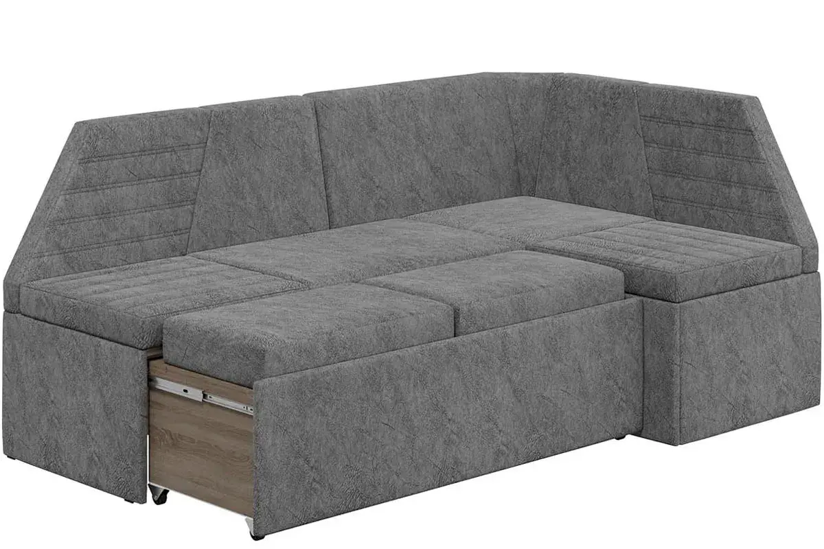 Скамья угловая Лондон со спальным местом Исп. 2 (Дуб сонома трюфель/Микровелюр Wellmart Silver) - купить в Озерце