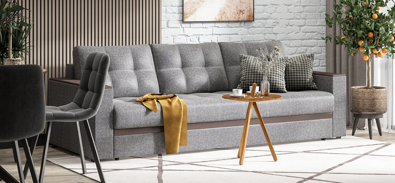 Диван Атланта Люкс SE рогожка Malmo серый — купить в Озерце