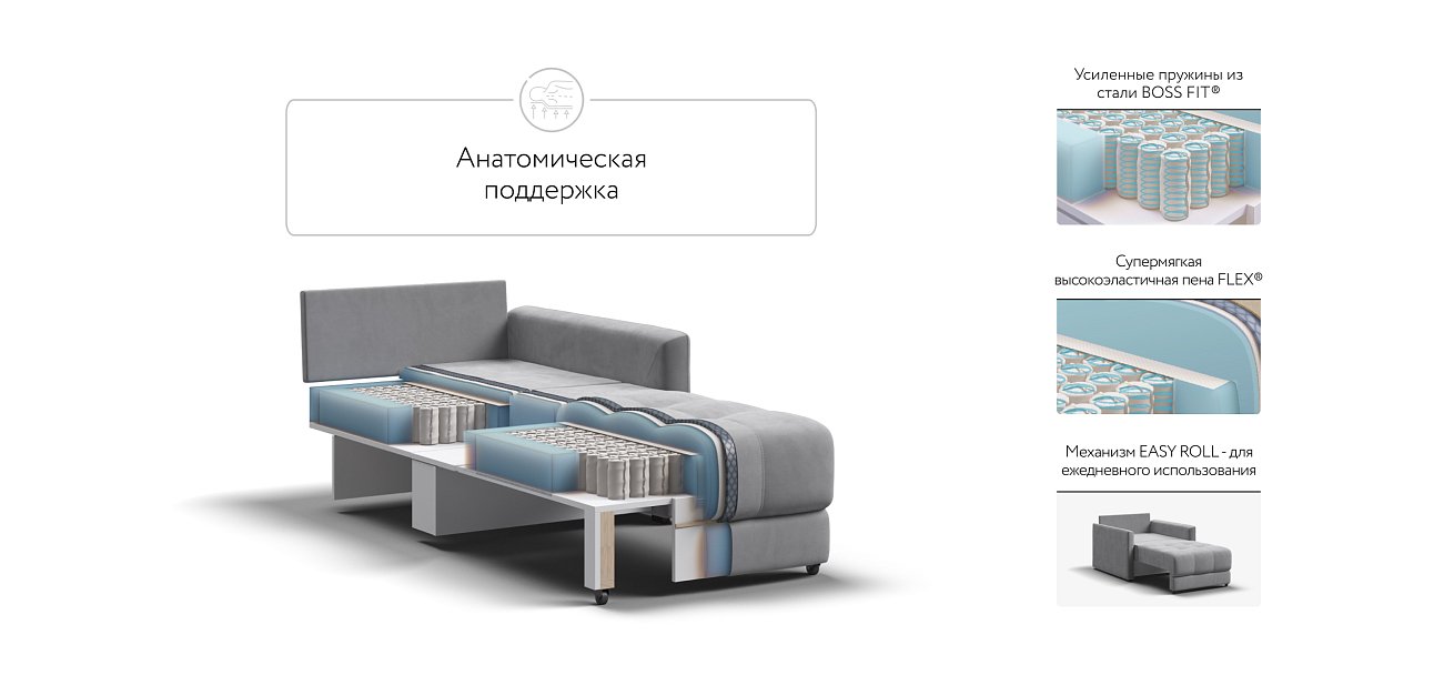 Босс Лофт кресло-кровать Велюр Монолит сталь — купить в Озерце