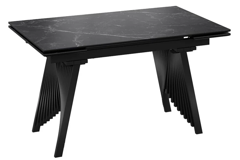 Стол обеденный Шелдон Тип 1 (Черный муар/Керамика матовая черный мрамор) - купить в Озерце
