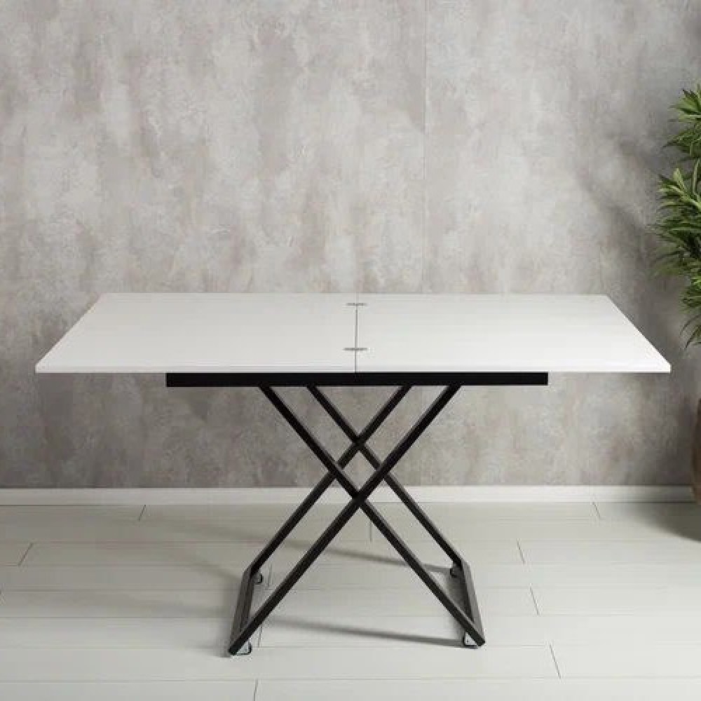 Стол-трансформер APOLLO белый матовый/черное подстолье - купить в Озерце