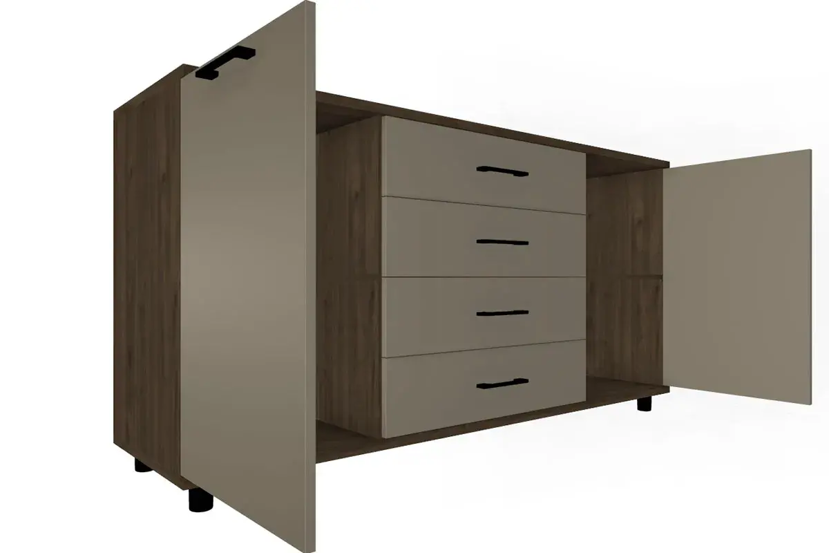 Тумба ТБ-5012-ГТ-ЛМ (Гикори Джексон Темный/Латте Матовый) — Мебель-центр Озерцо