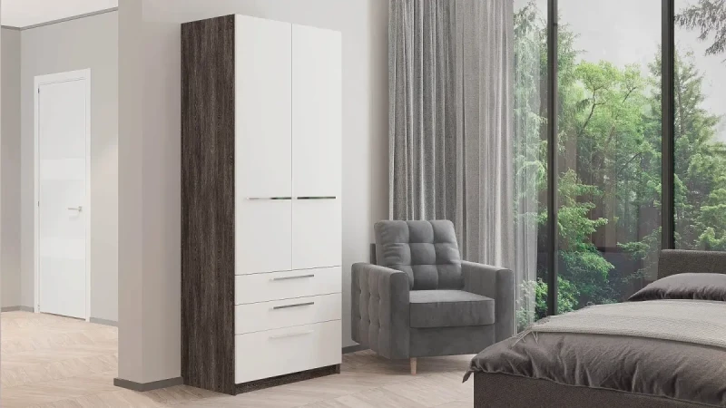 Шкаф двухдверный Noble 90 см с ящиками, цвет Венге&Белый 53x90 — купить в Озерце