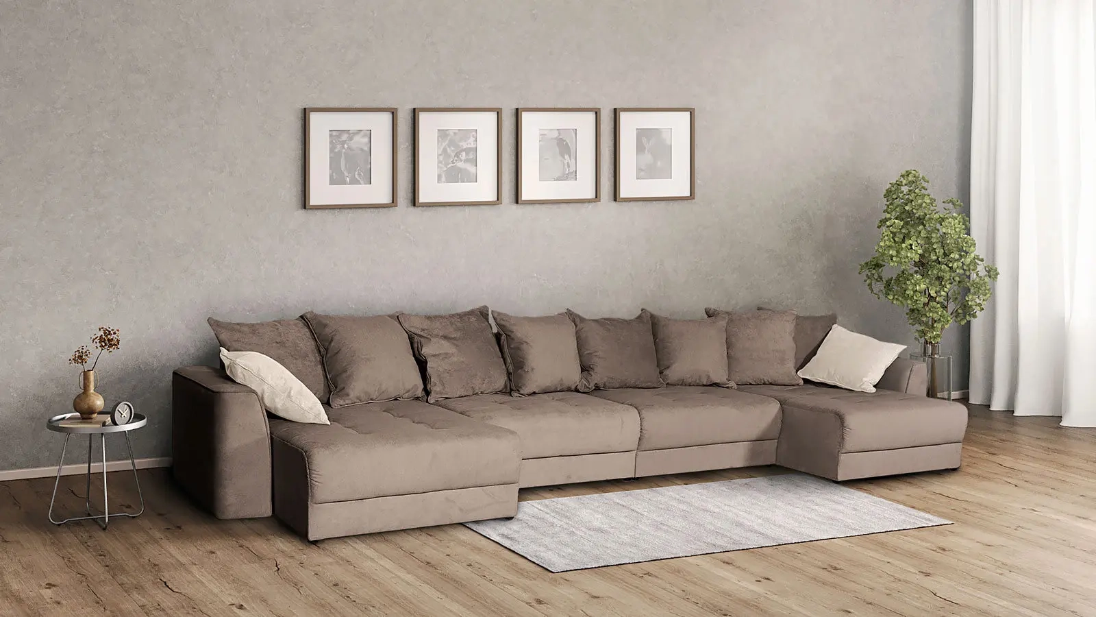Диван Monako New Happy 233 + Happy 102 П-образный с коробом для белья 157x455 — купить в Озерце