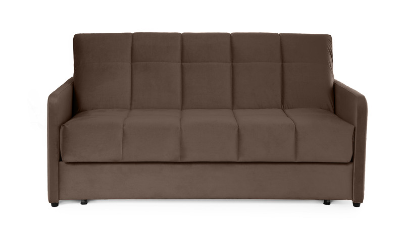 Диван - кровать Domo Pro с узкими подлокотниками, стежка квадрат, ткань Casanova Chocolate 180x216 — купить в Озерце