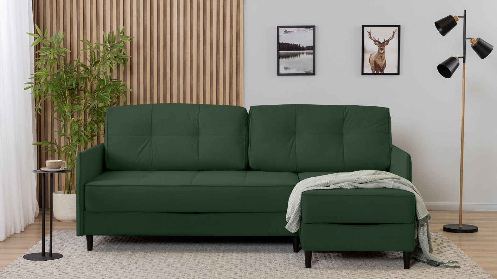 Диван Amani Pro угловой с узкими подлокотниками, ножки: пластик, Тк. Casanova Grass 156x217 — купить в Озерце