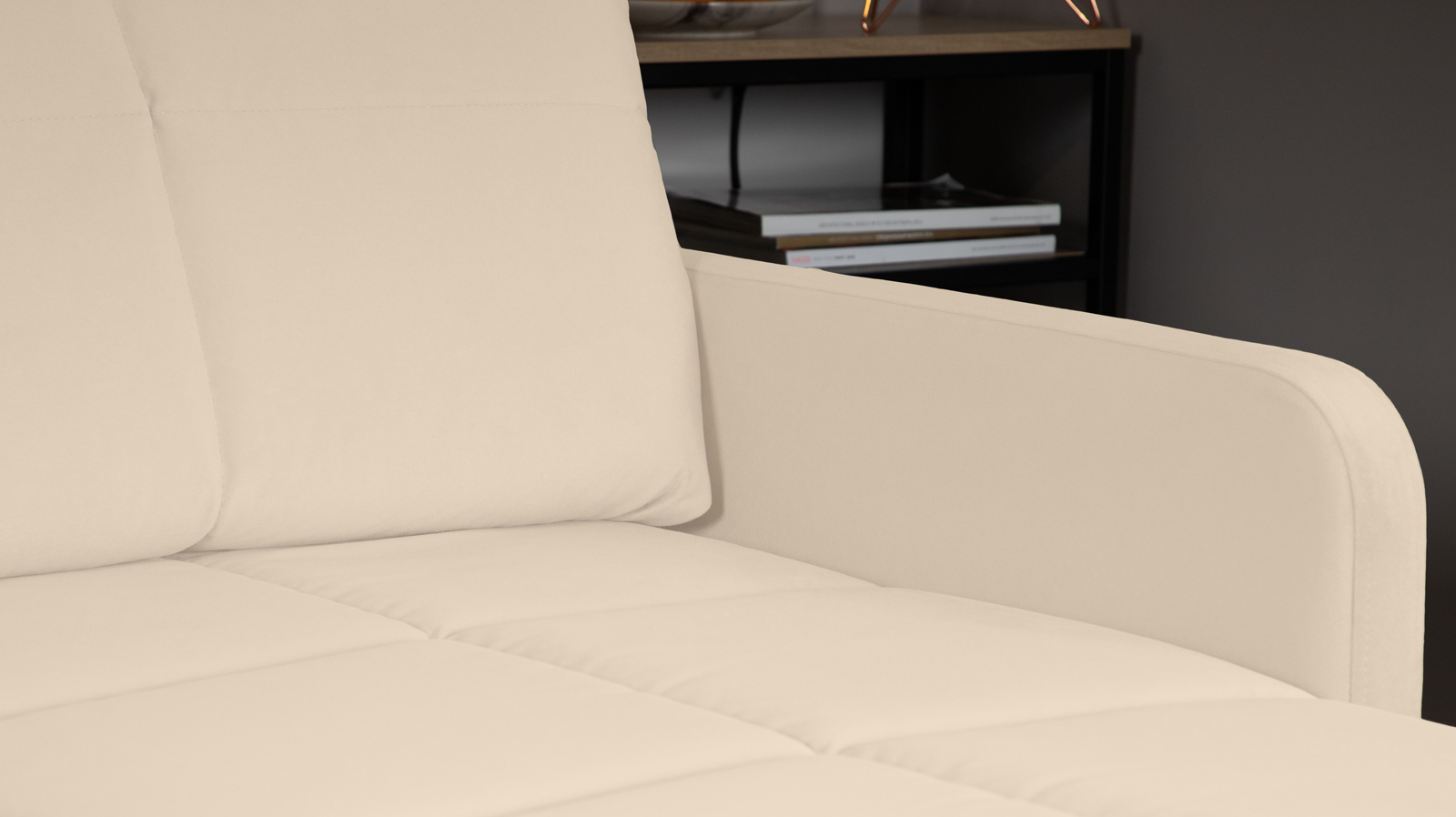 Диван угловой Domo Pro с узкими подлокотниками, стежка квадрат, ткань Sky Velvet 21 180x216 — купить в Озерце