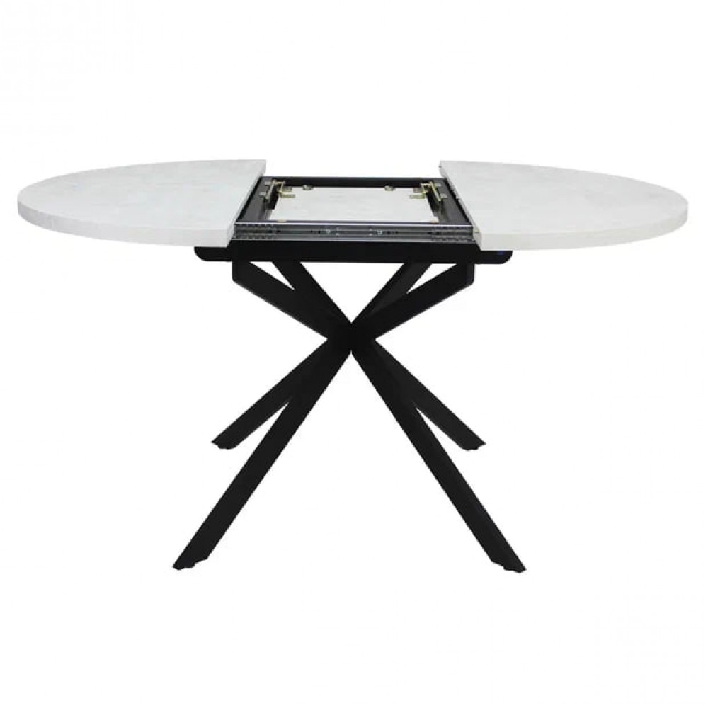 Стол ПАРМА круглый d100/135 лайт бетон/муар черный - купить в Озерце