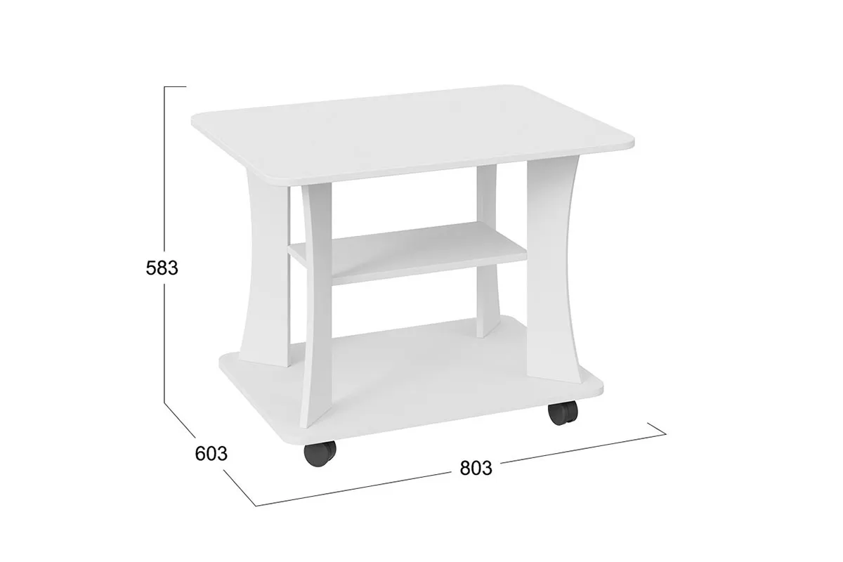 Стол журнальный Тип 8 (Белый Ясень) — Мебель-центр Озерцо