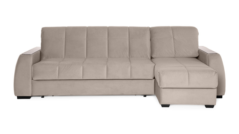 Диван угловой Domo Pro с полками цвета ясень, стежка квадрат, ткань Sky Velvet 03 160x216 — купить в Озерце