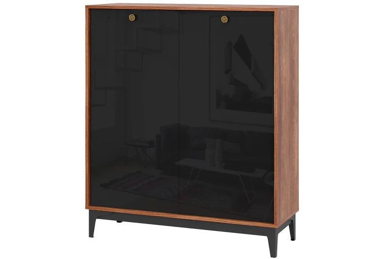 Комод Brass КМ-2 (Каштан/Чёрный глянец (МДФ)) - заказать на Ozerco.com Комод Brass КМ-2 (Каштан/Чёрный глянец (МДФ)) — Мебель-центр Озерцо