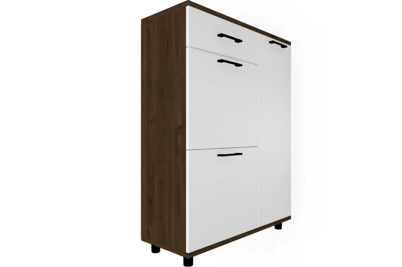 Тумба ТБ-5002-ГТ-БГ (Гикори Джексон Темный/Белый Бриллиант Глянцевый) — Мебель-центр Озерцо