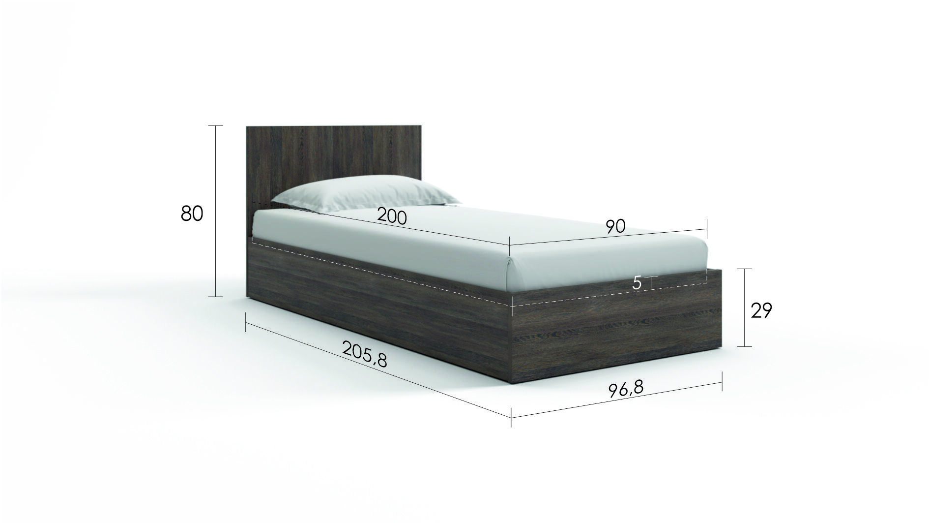 Кровать с подъемным механизмом Ralto, цвет Венге Мали, 90x200 - купить в Озерце