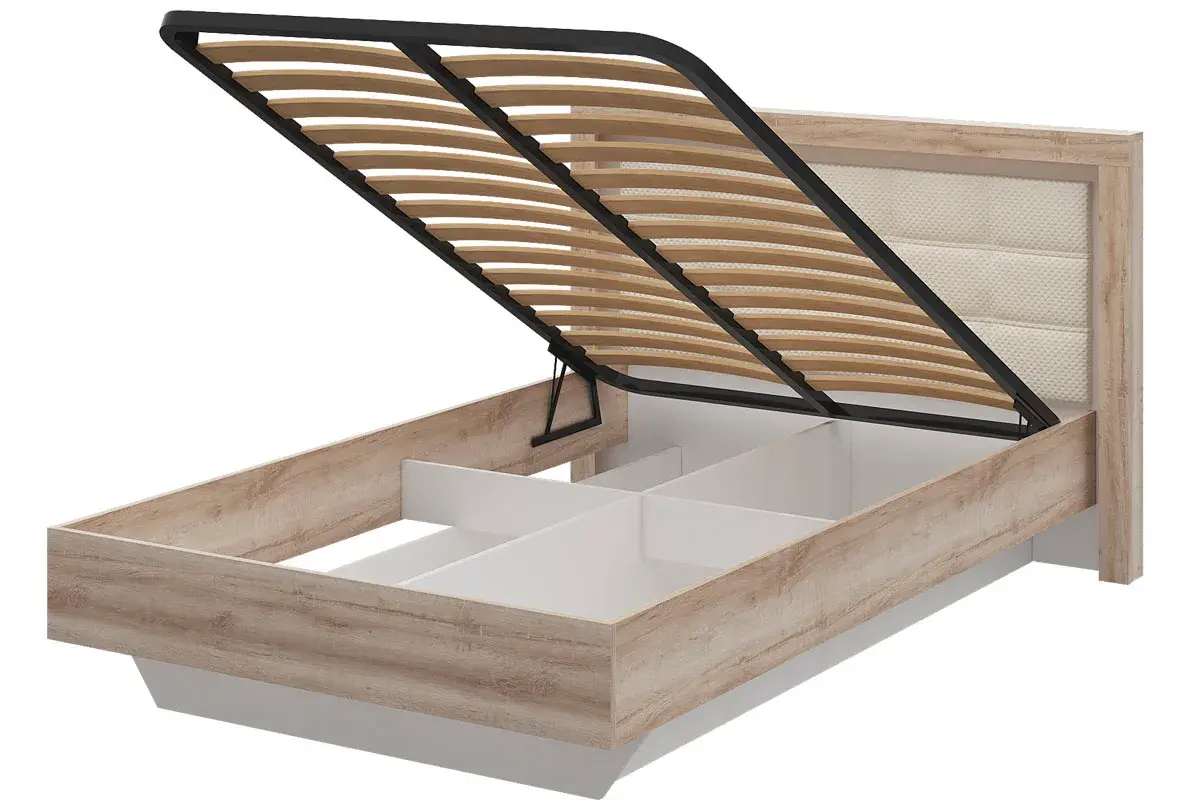 Кровать Люмен 26 с ПМ 120х200 (Дуб сакраменто/Белый снег) - купить в Озерце