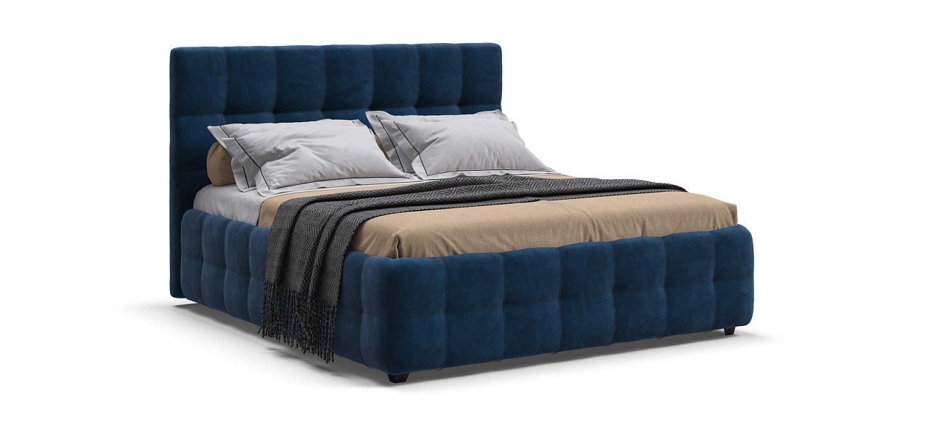 Кровать Босс 160*200 Про велюр Monolit синяя - купить в Озерце
